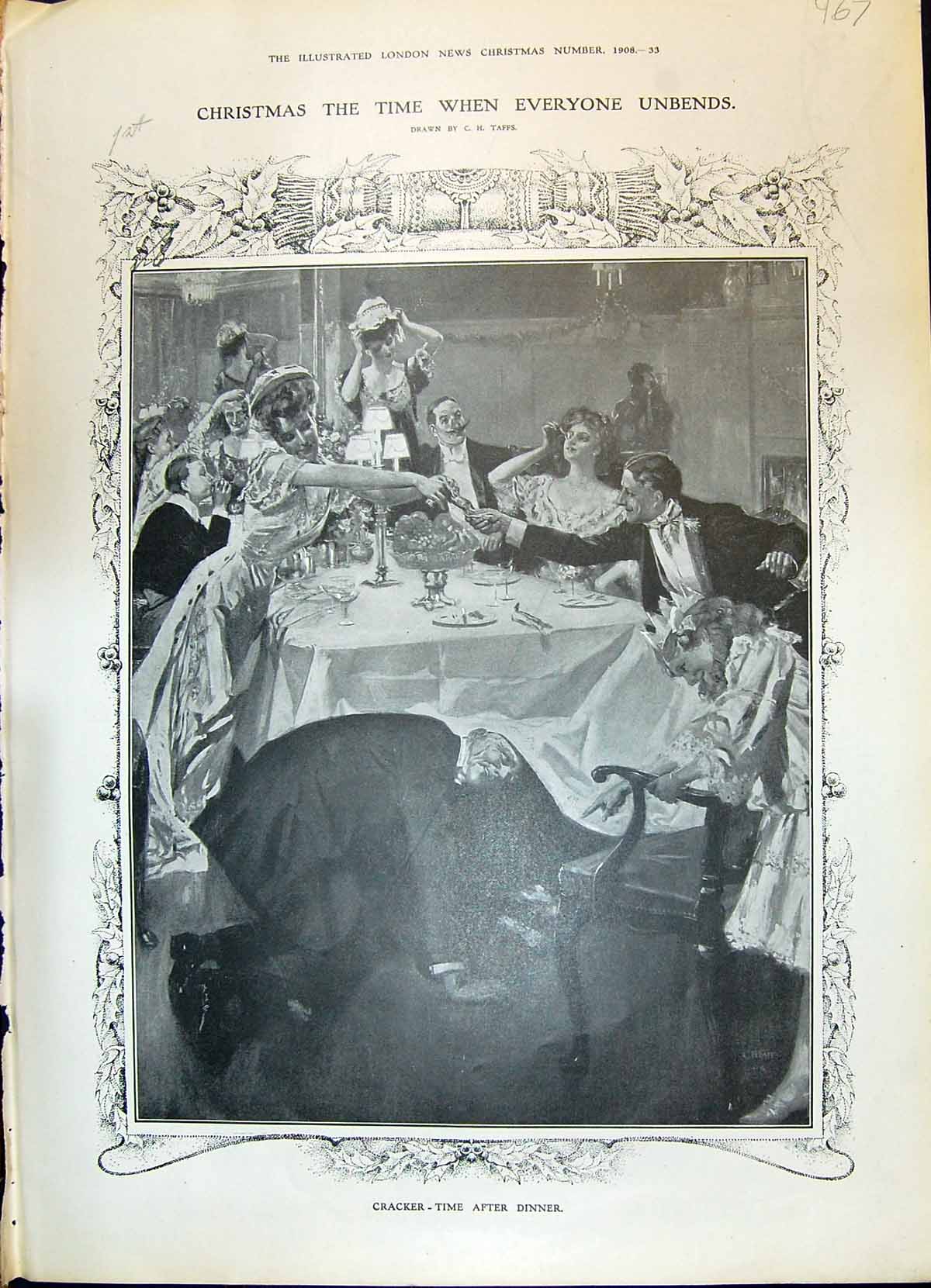 Old 1908 Christmas Scene Crackers Dinner Table Cadwalls Prince Northu 20th