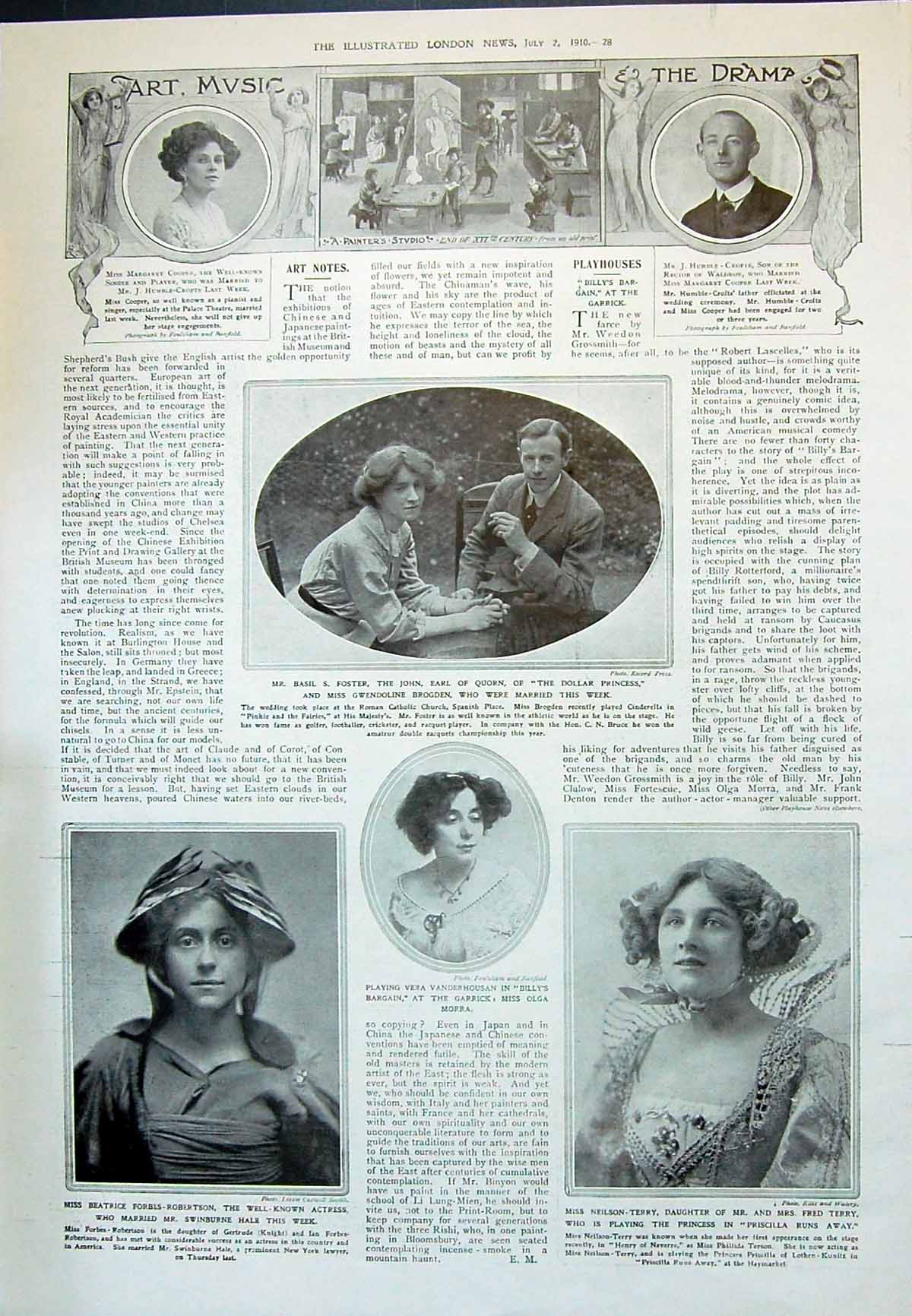 Old 1910 Basil Foster John Earl Brogden Forbes-Robertson Neilson-Terr 20th