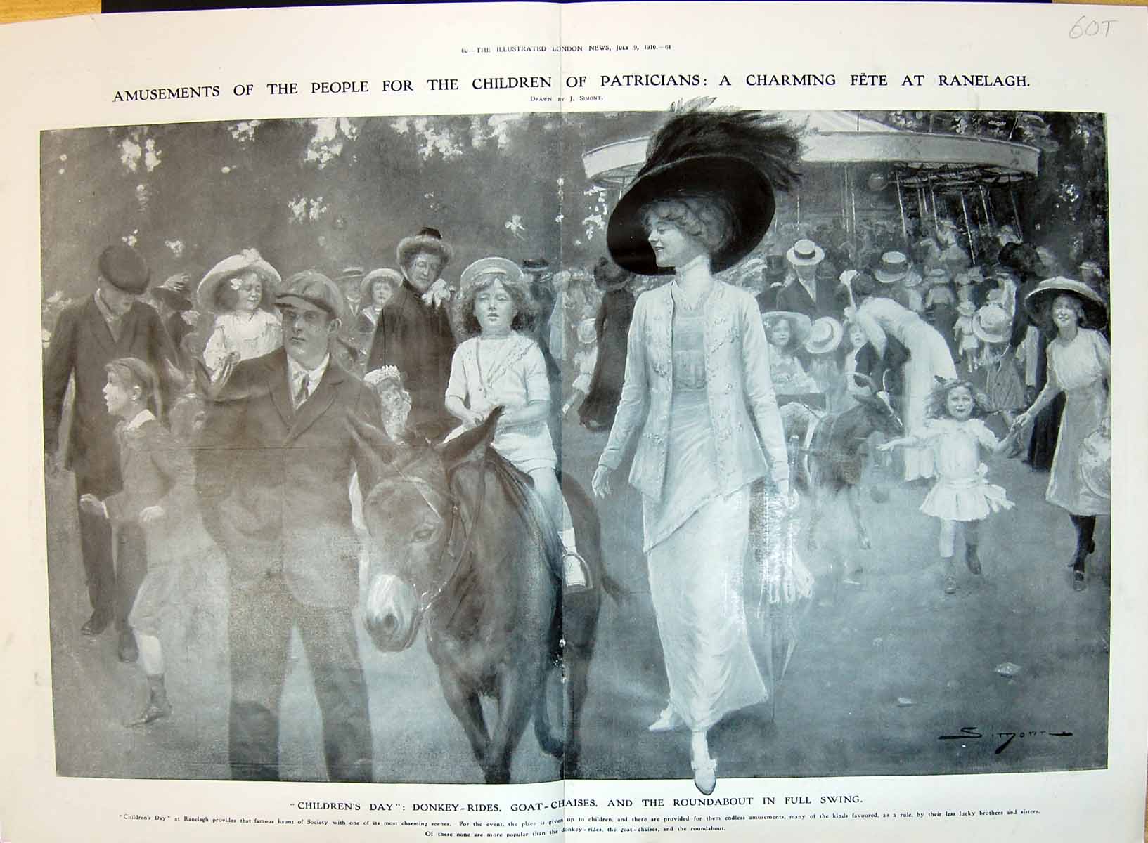 Old 1910 Children Day Donkey Rides Goat-Chaises Roundabout Fete Ranel 0 20th