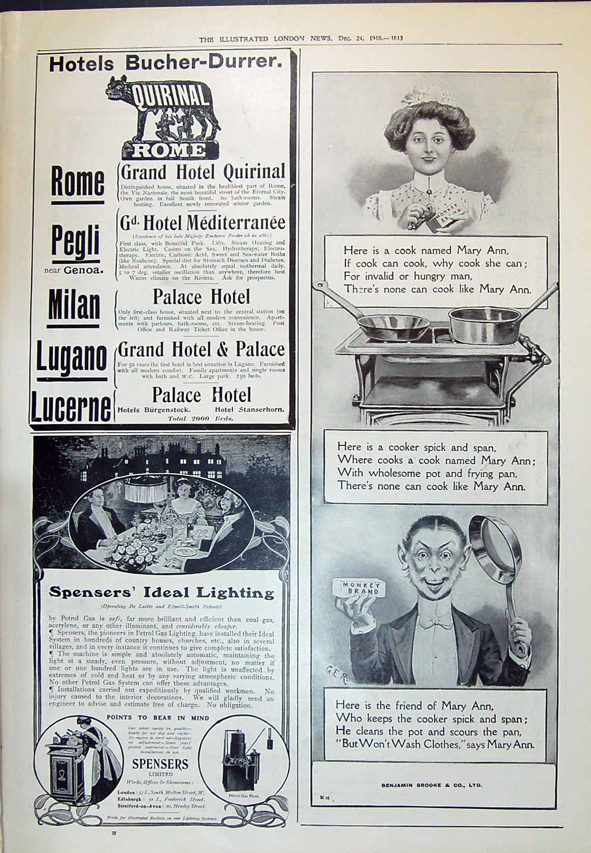 Old 1910 Palace Hotel Benjamin Brooke Monkey Brand Soap Spensers Ligh 20th
