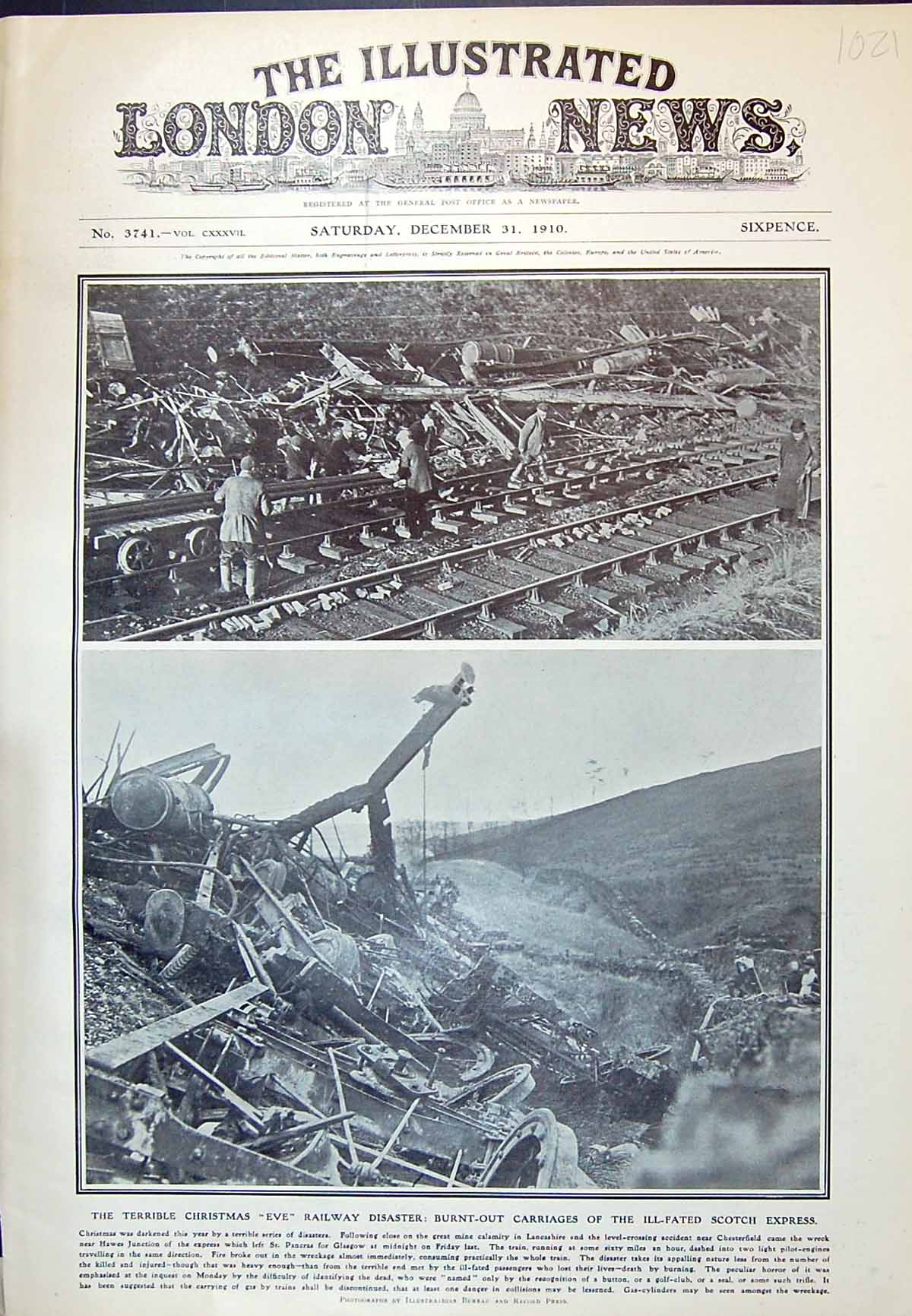 Old 1910 Christmas Eve Railway Train Crash Scotch Express Lancashire 20th