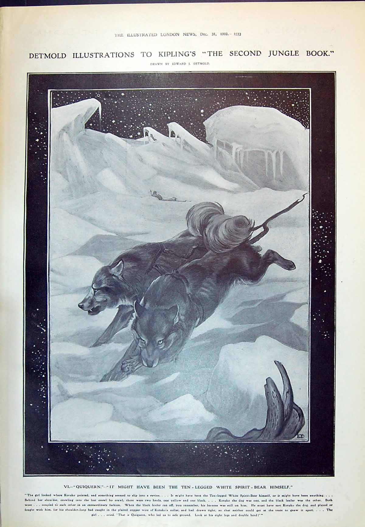 Old Print 1910 Kotuko Dog Quiquern Snow Ice DetmTurkish Court Sheik Ul- 20th