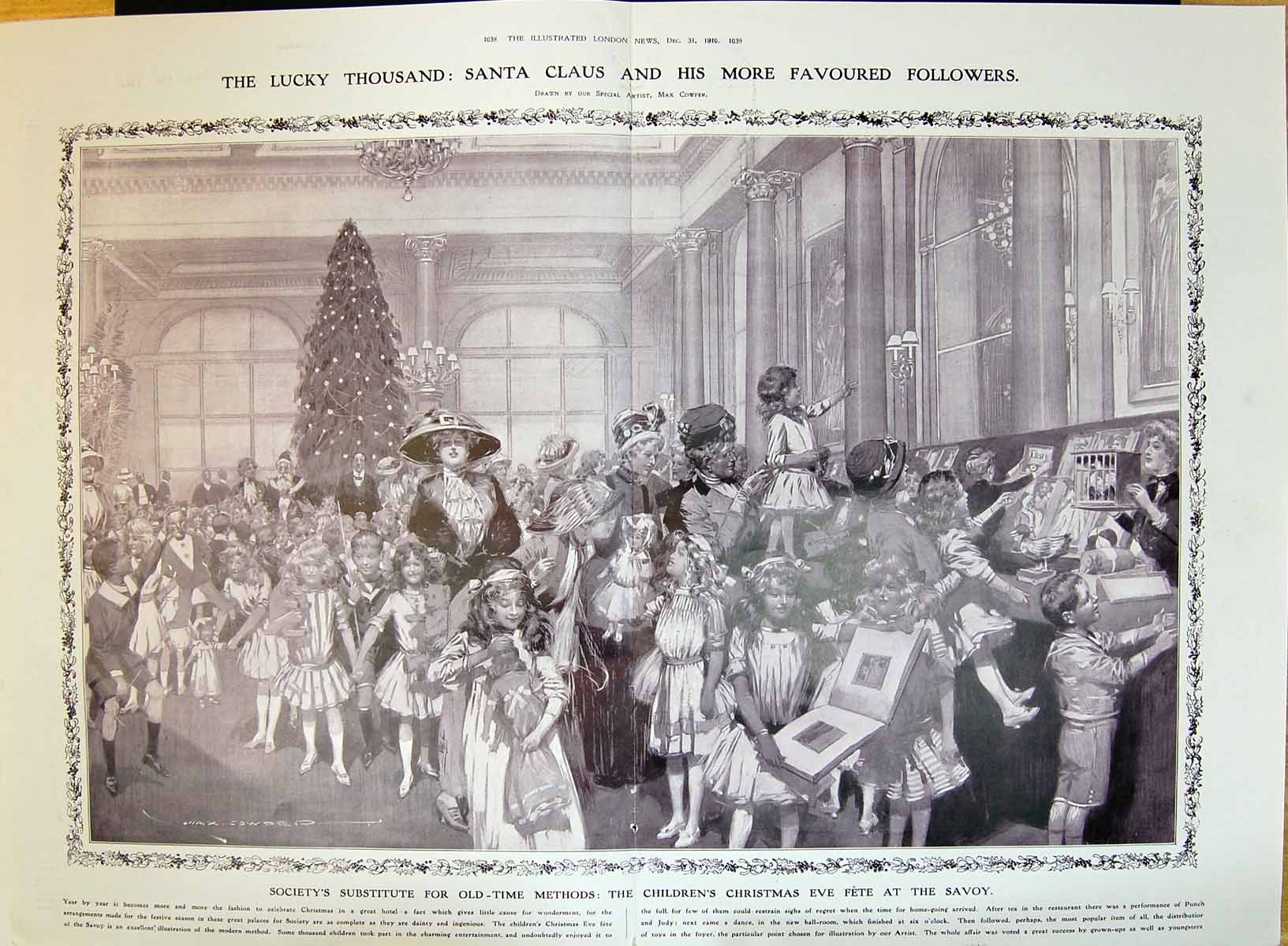 Old 1910 Christmas Eve Fete Savoy Children Entertainment Max Cowper 20th