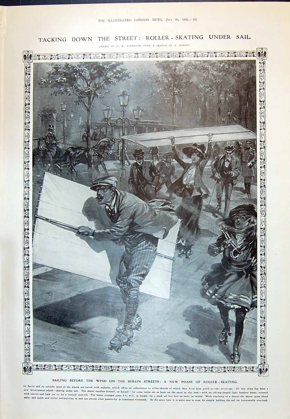 Old 1910 Roller Skating Sail Berlin Germany Ladies Fashion Country Fo 20th