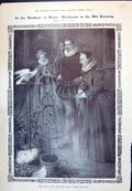 Old Print 1910 Christmas Family Home Gifts Plant Parrot Lady Man Romance 20th