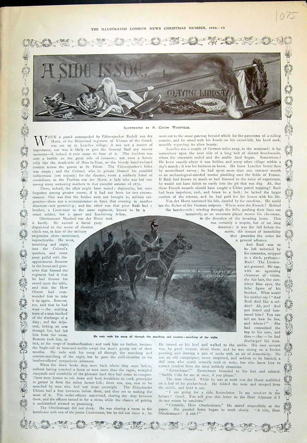 Original Old Antique Print 1910 Canton Woodville Siers War Horses Gateway 20th