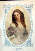 Old Antique Print 1910 Colour Christmas Belle Sier Young Woman Romance 20th