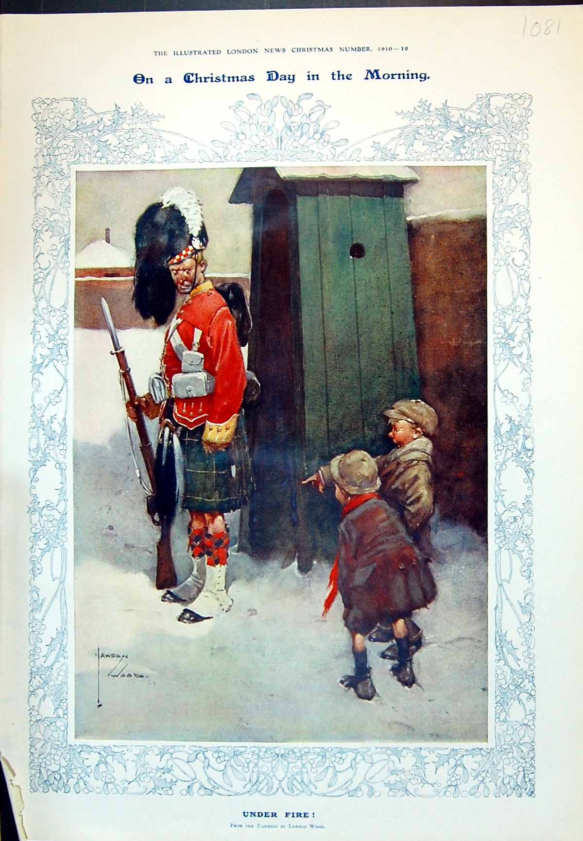 Old 1910 Snow Scene Sier Sentry Children Ox Augustine Pagan Festiv 20th