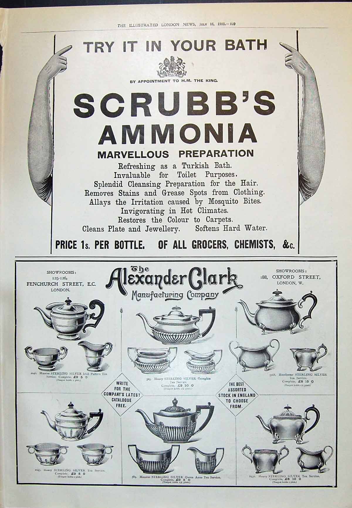 Old 1910 Scrubb'S Ammonia Alexander Clark Manufacturing Company Ref.2 20th