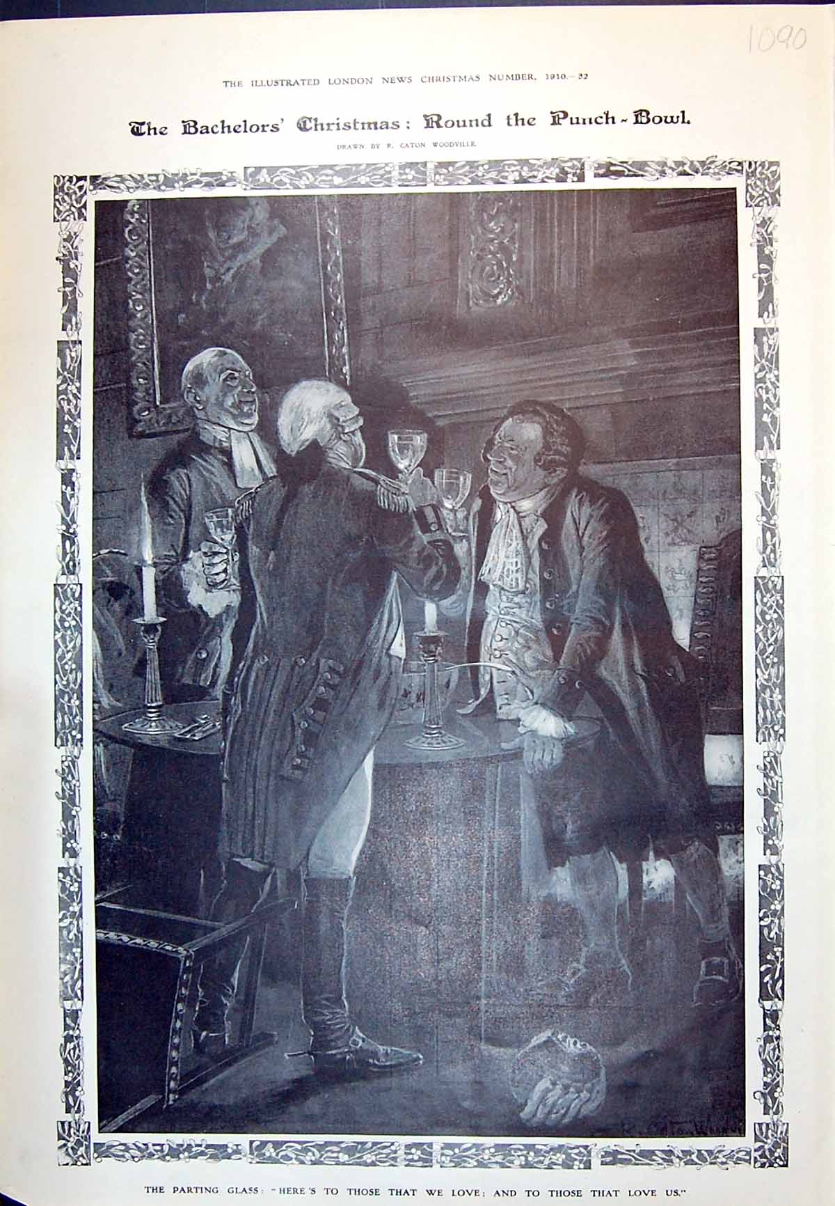 Old 1910 Bachelors Christmas Scene Punch Bowl Witch Stable Village Gr 20th