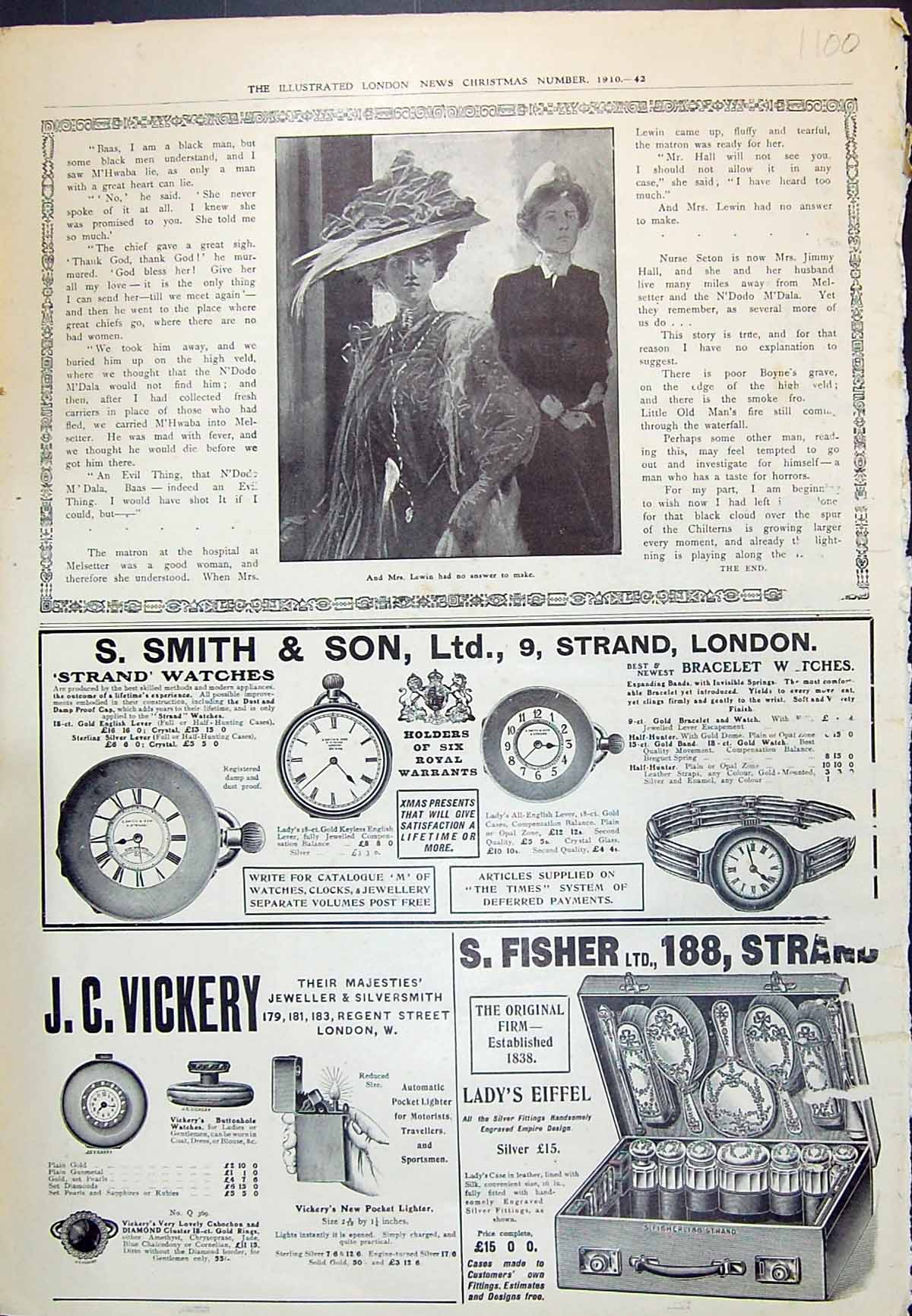 Old 1910 Advertisement Smith Watches Vickery Fisher Lady'S Eiffel Sil 20th