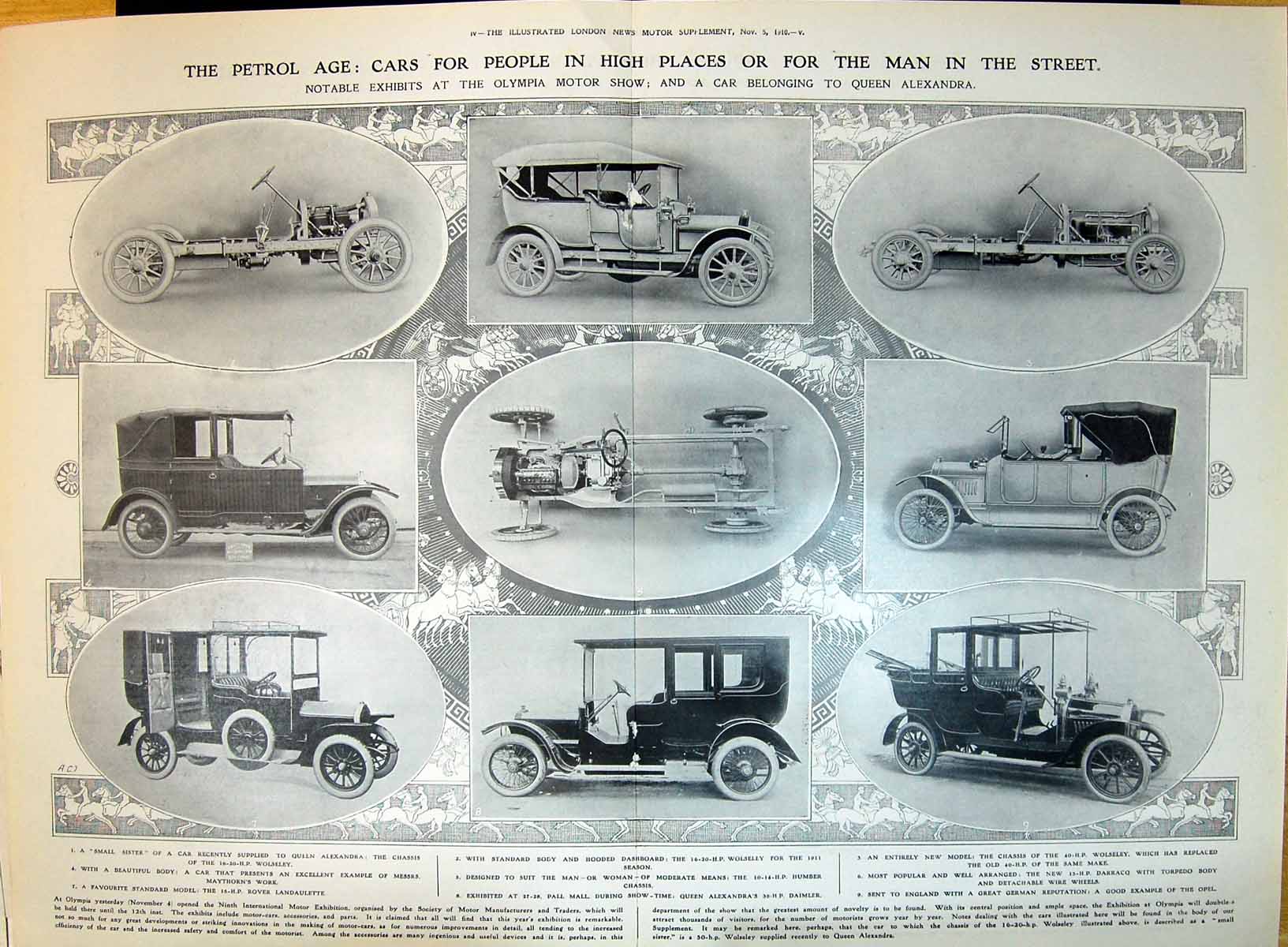 Old 1910 Olympia Motor Car Show Wolseley Darracq Landaulette Queen Da 20th