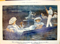 Old Print 1910 Summer Afternoon Scene River Boats Romance Colour Simont 20th