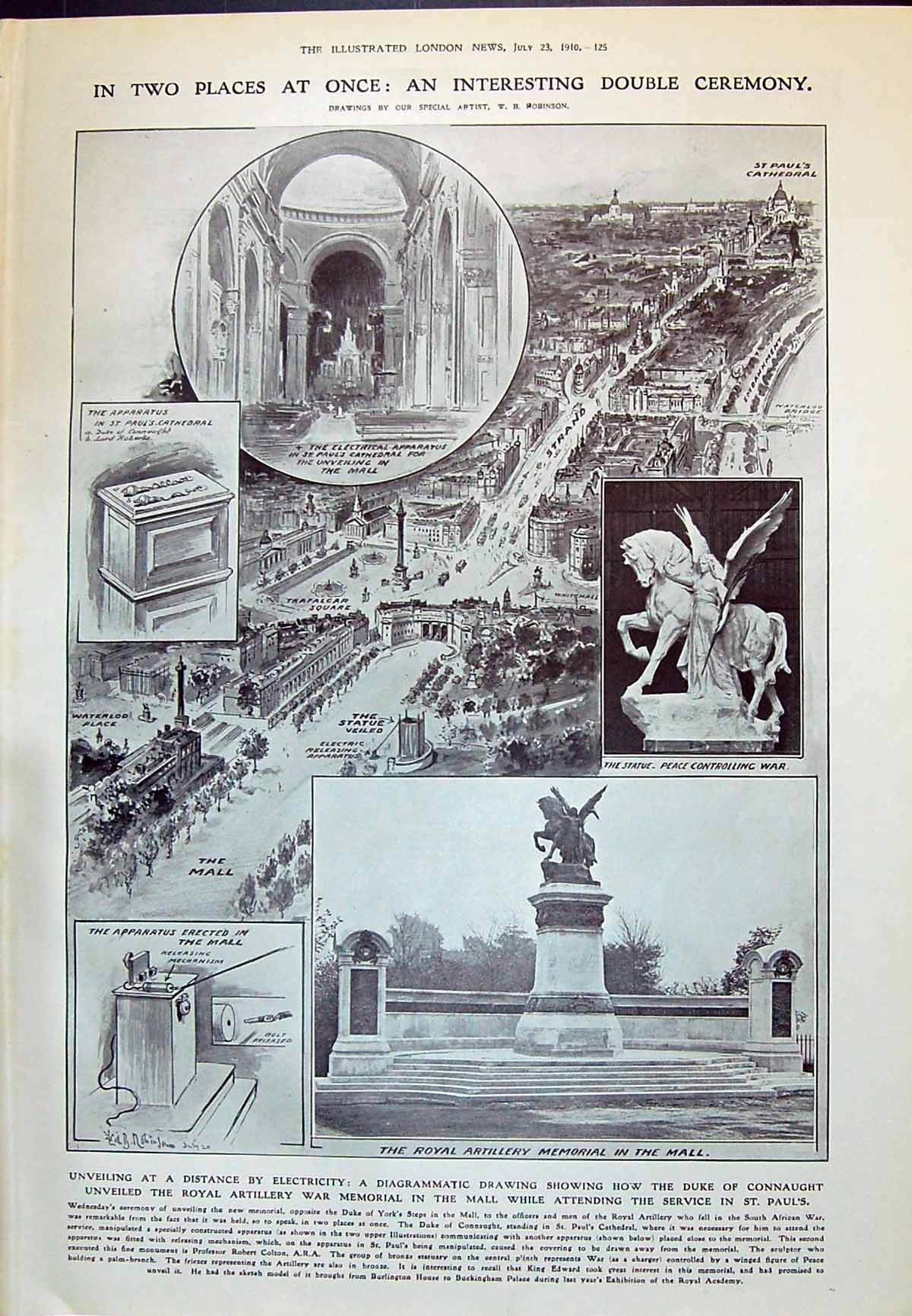 Old 1910 Royal Artillery Memorial Mall London Duke Connaught Loraine 20th