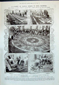 Old 1910 Carpet Flowers Orotava Teneriffe Corpus Christi Tombs Egypt 20th