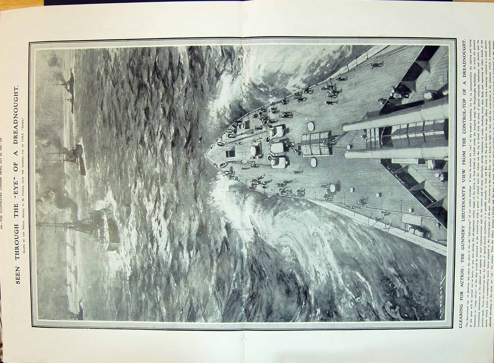 Old 1910 Dreadnought Ships Fighting-Top Eye Gunnery Lieutenant'S View 20th
