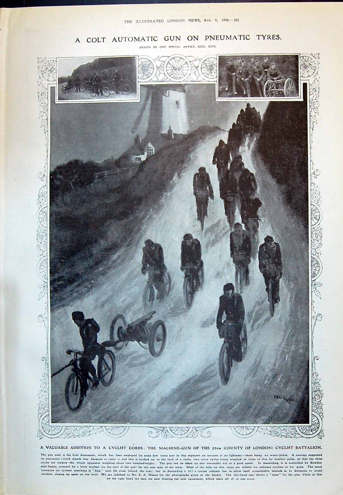 Old 1910 Machine Gun London Cyclist Battalion Science Mount Koberai A 20th