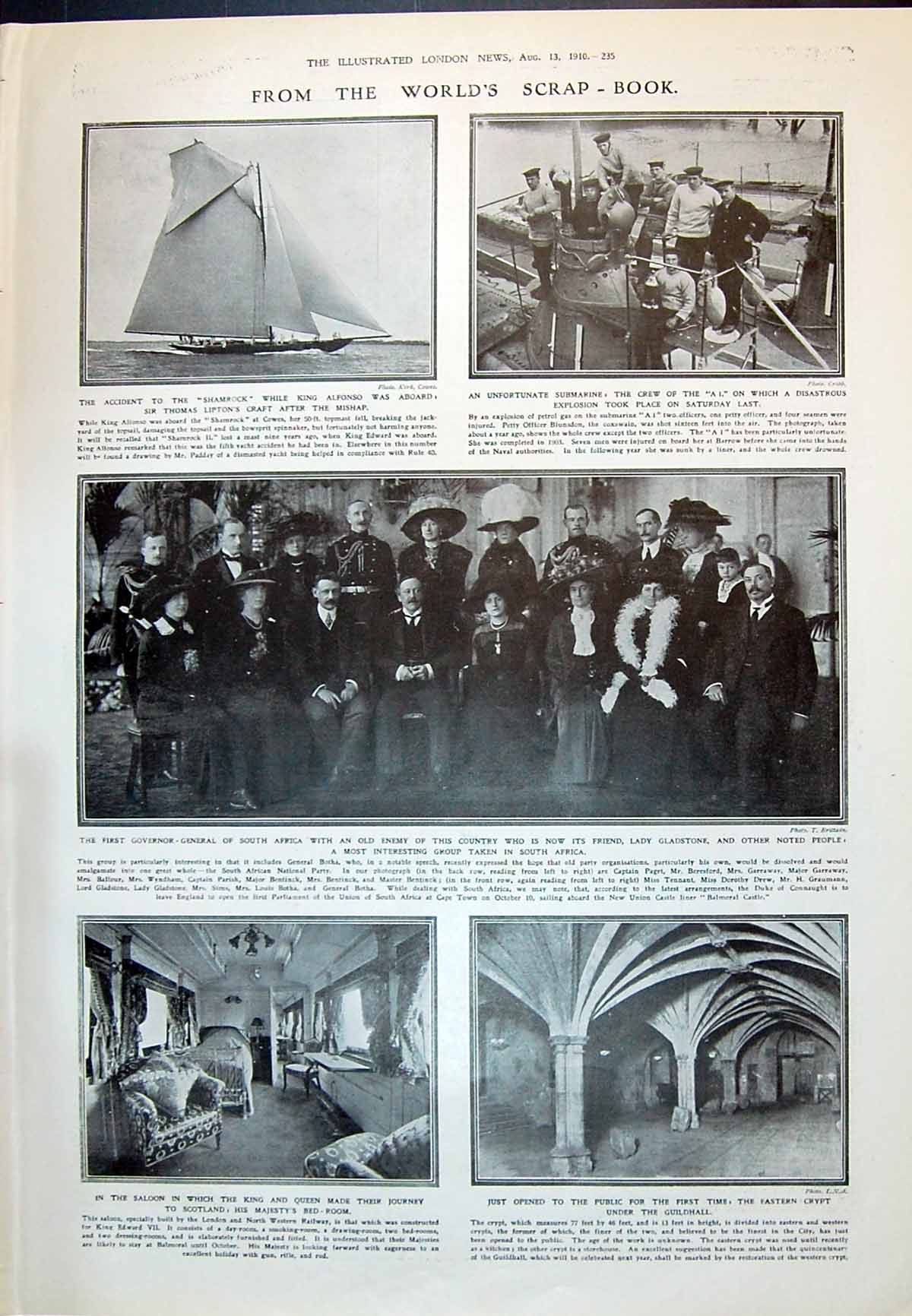 Old 1910 Africa Gladstone Submarine A1 Shamrock King Alfonso Shogun T 20th
