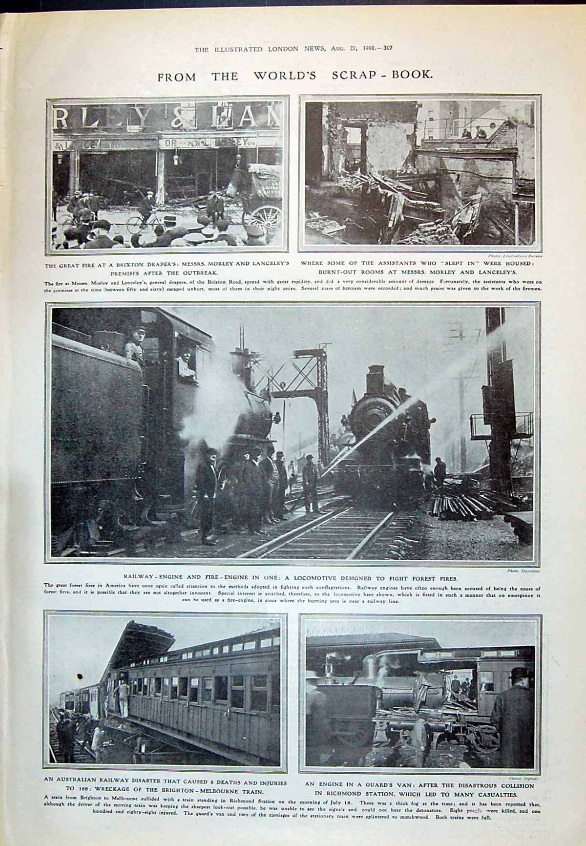 Old 1910 Railway Fire Engine Forest Richmond Morley Lanceley Ship Ori 20th