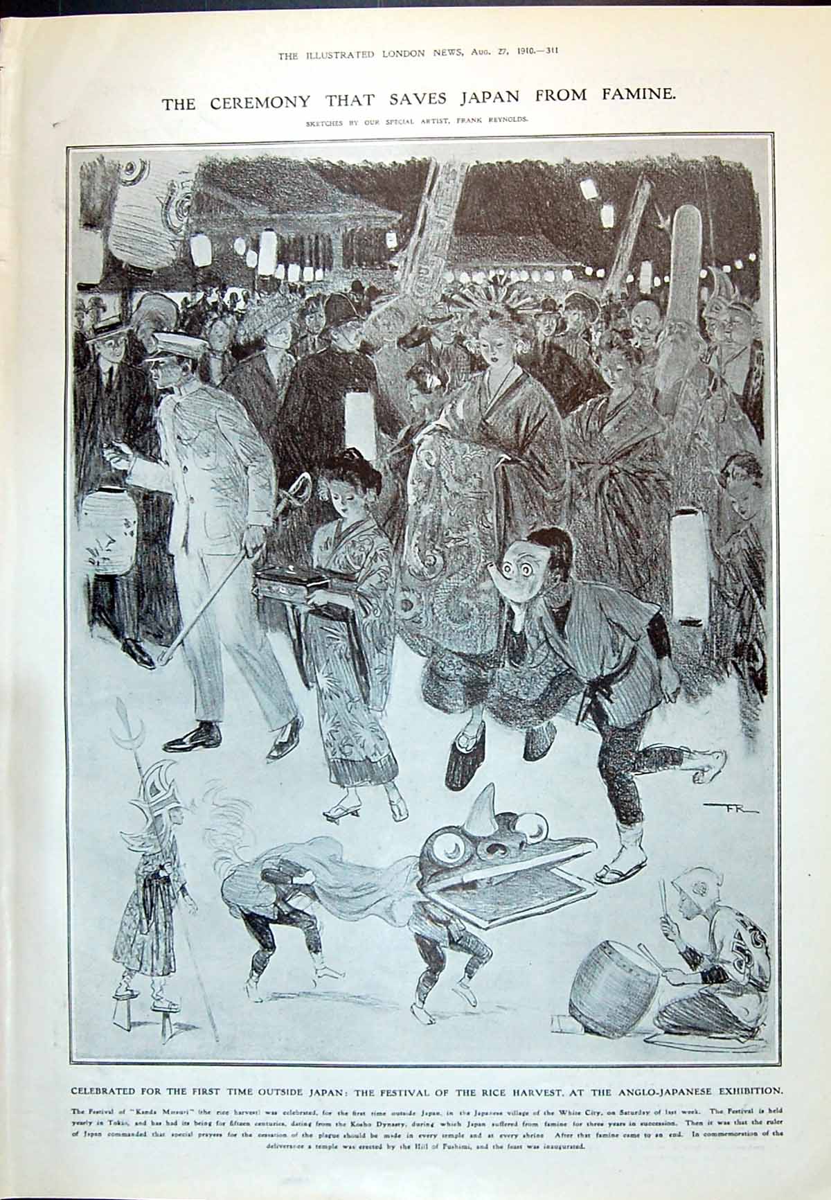 Old 1910 Festival Rice Harvest Anglo-Japanese Exhibition Battle Ship 20th