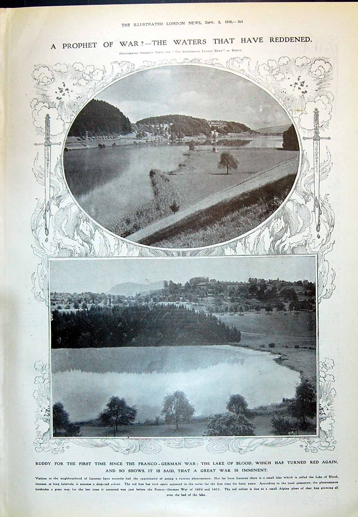 Old 1910 Lake Blood Lucerne Prophet War Hutton Nevill Certificate Rom 20th