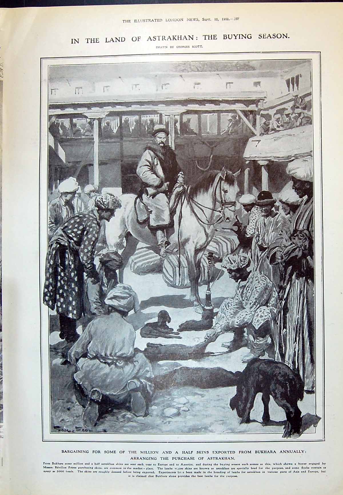 Old 1910 Astrakhan Buying Skins Bukhara Wheat Corn Ochandio Argentina 20th