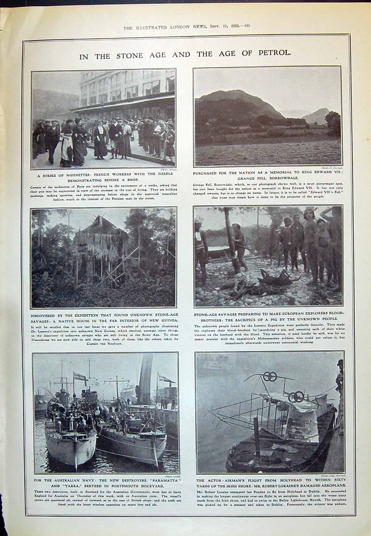 Old 1910 Strike Midinettes Borrowdale Stone-Age Savages Yarra Ship Ca 20th