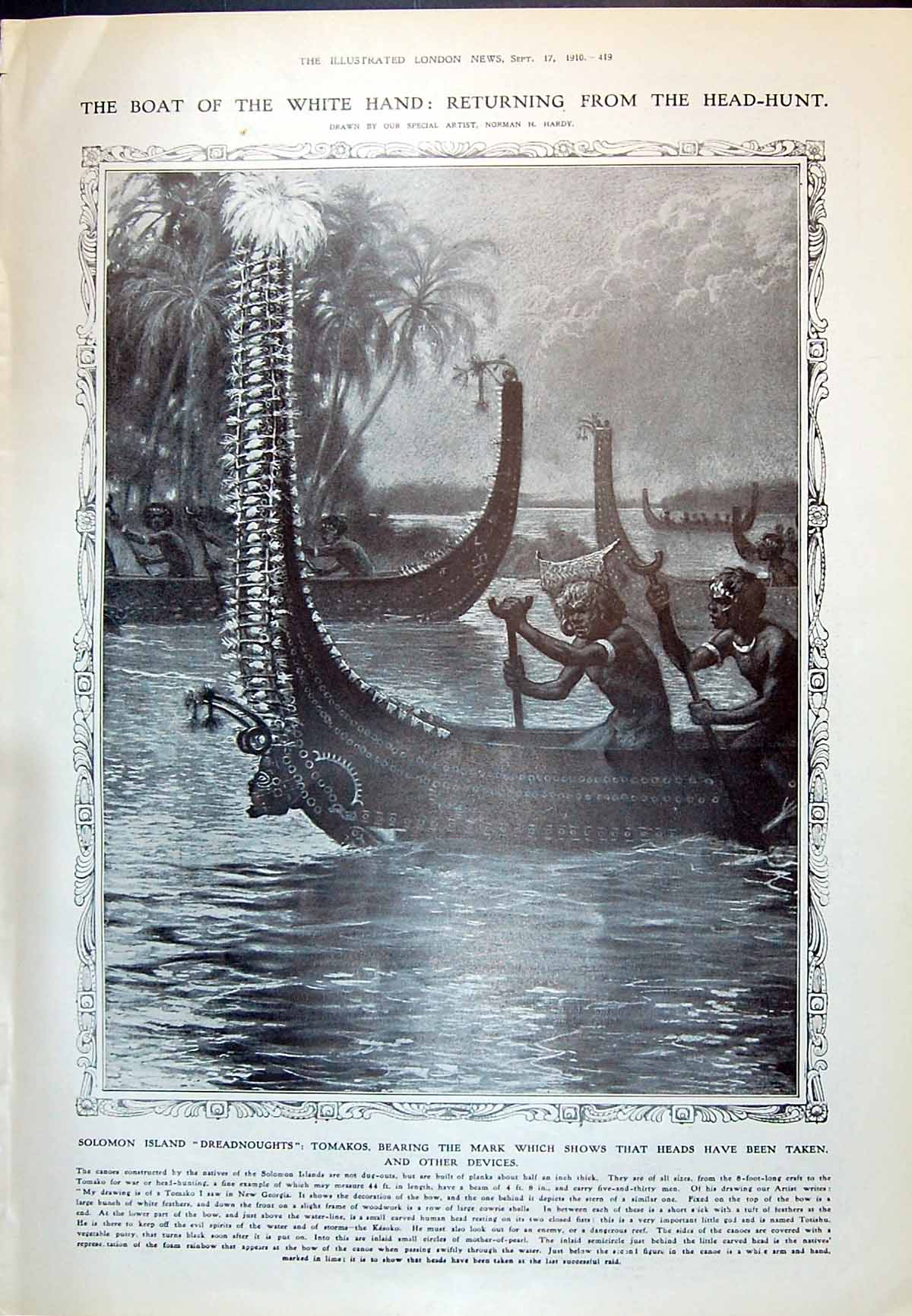 Old 1910 Solomon Island Boat Tomakos Natives Georgia Missiles Rifle S 20th