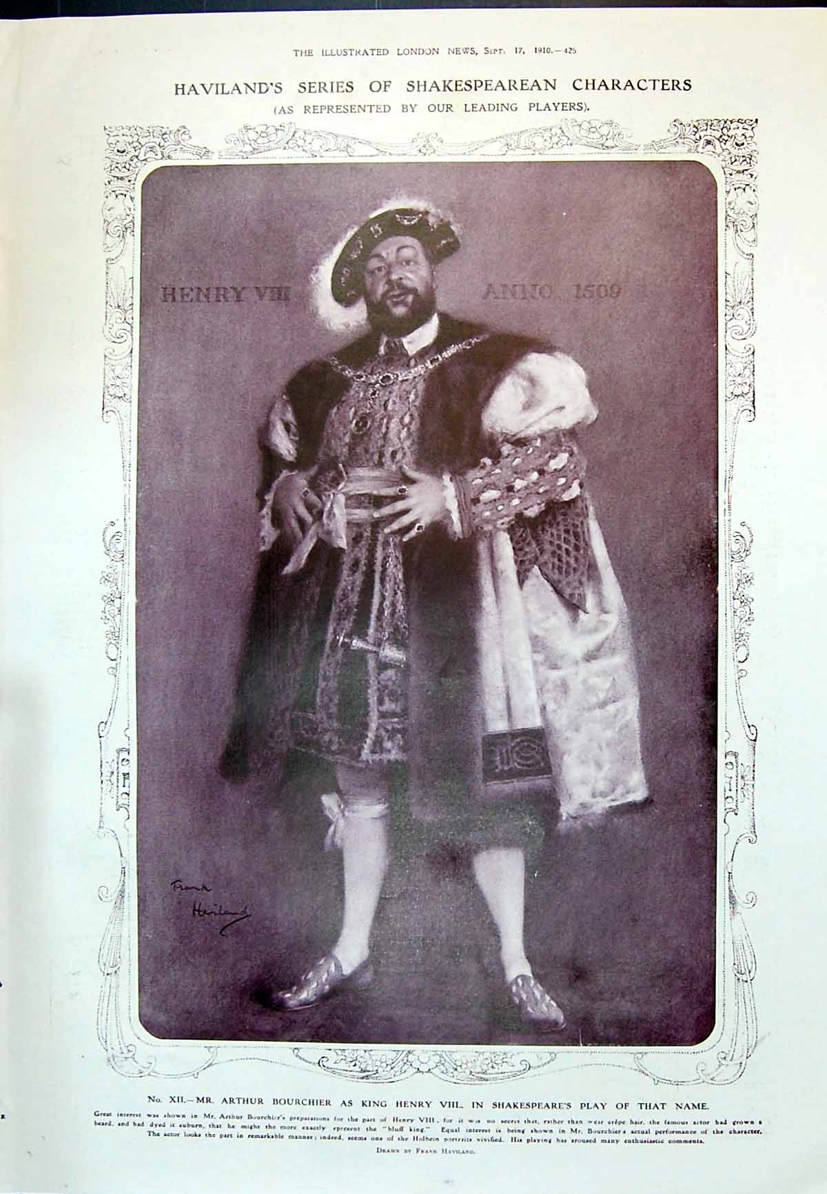 Old 1910 Arthur Bourchier King Henry Shakespeare Theatre Grey Ezbekiy 20th
