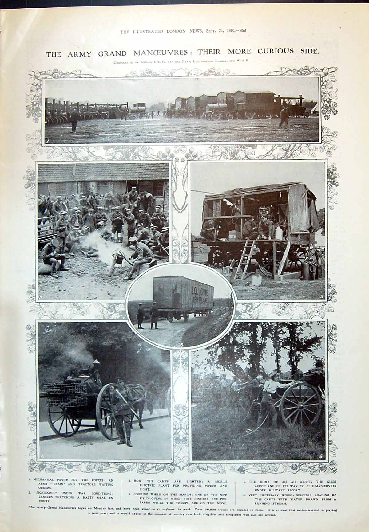 Antique Print 1910 Army Manoeuvres Gibbs Aeroplane Siers War Neildf Walters