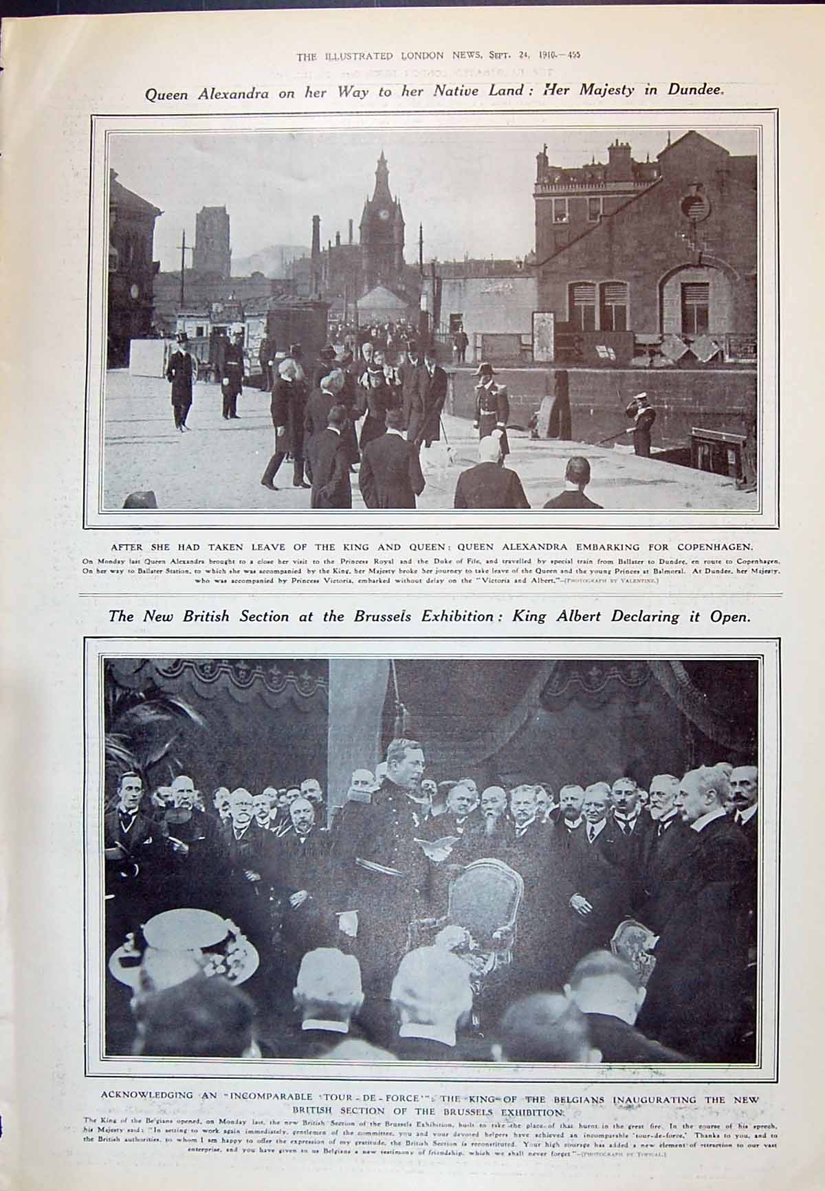 Old 1910 Queen Alexandra Dundee Brussels Exhibition King Albert Folke 20th