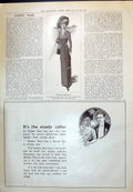 Antique Print 1910 Quaker Oats Ladies Fashion Autumn Coat Skirt Blue Serge 20th