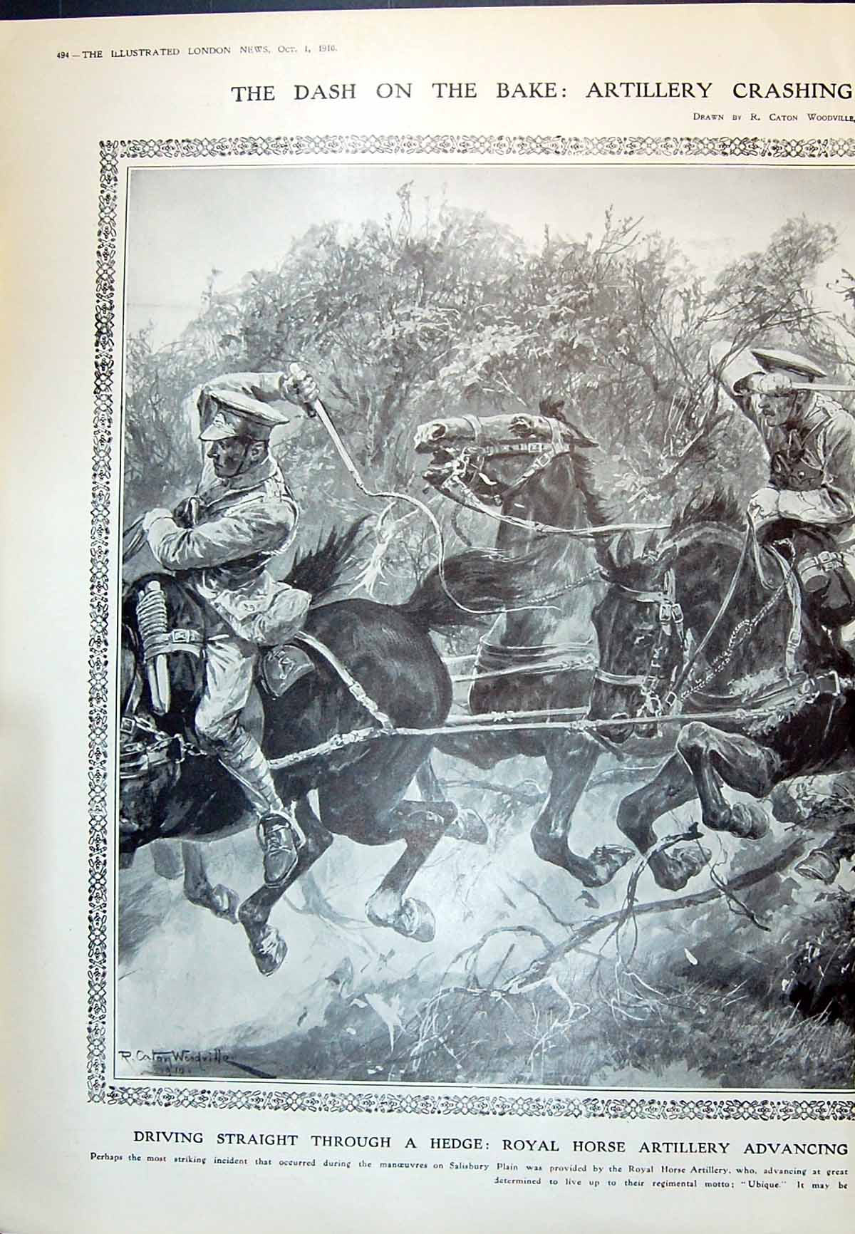 Old 1910 Royal Horse Artillery Advancing Salisbury Plain Manoeuvres S 20th