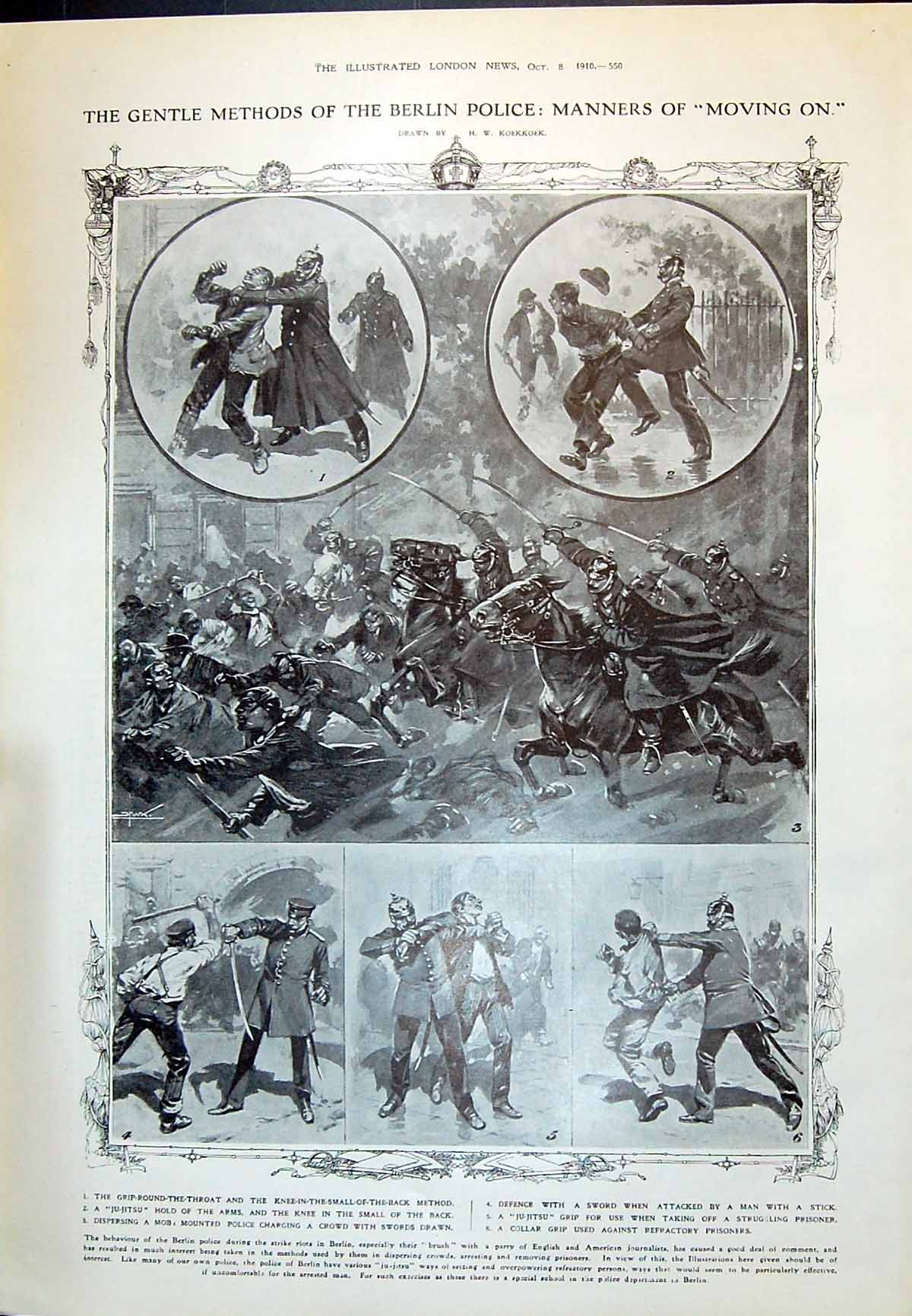 Old 1910 Berlin Police Defence Riots Tower Lawrence Ship Balmoral Cas 20th
