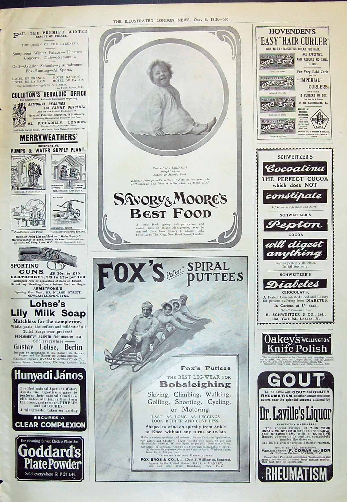 Antique Old Print 1910 Savory Moore Food Fox Puttees Hunyadi Janos Goddard 20th