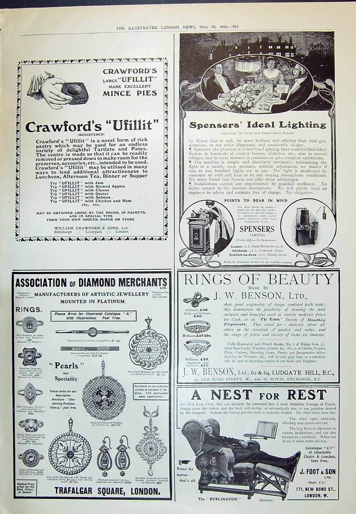 Old 1910 Crawford Ufillit Diamond Merchants Spensers Benson Foot Chai 20th