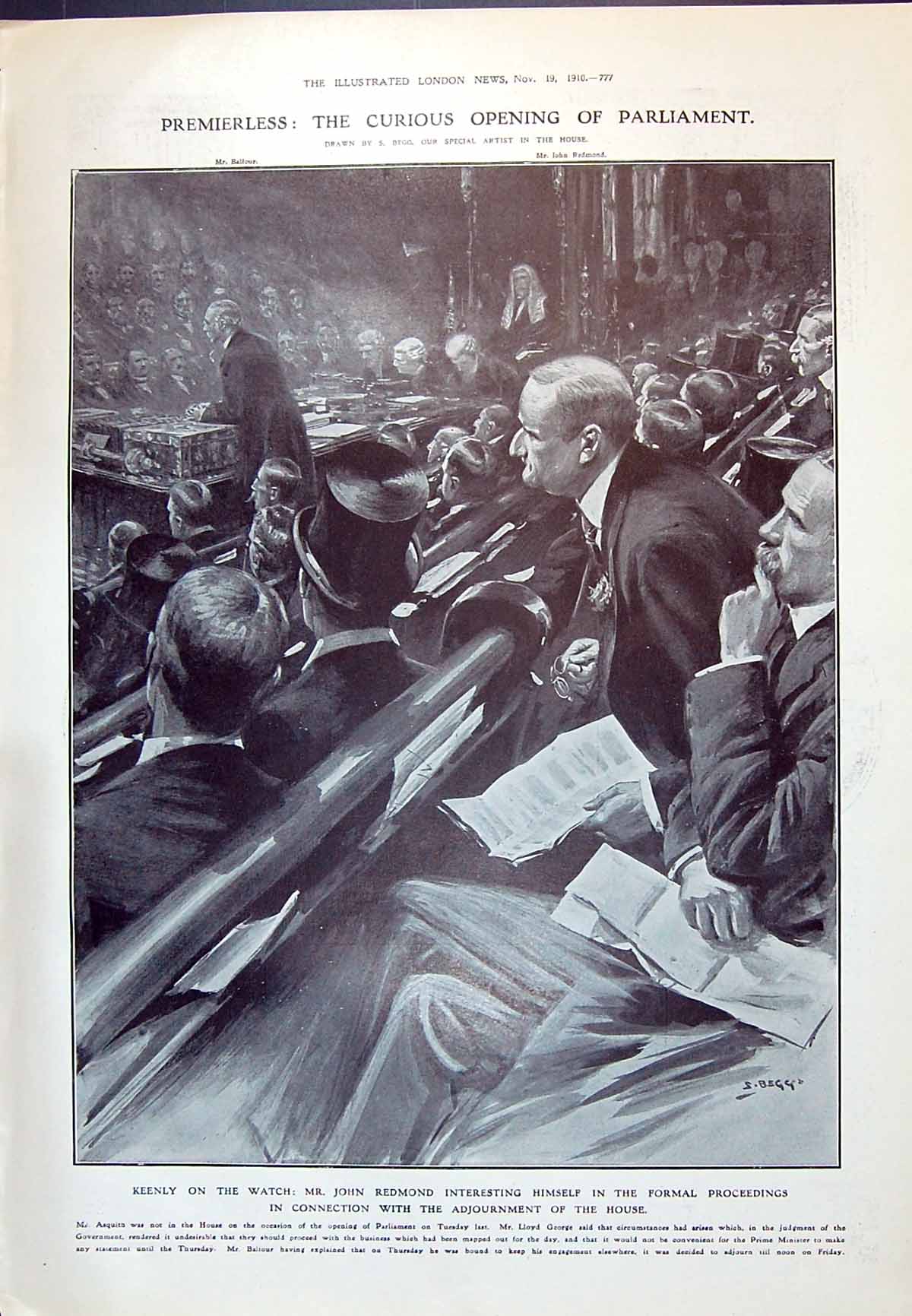 Old 1910 John Redmond House Parliament Balfour Dix Shackleton Stimson 20th