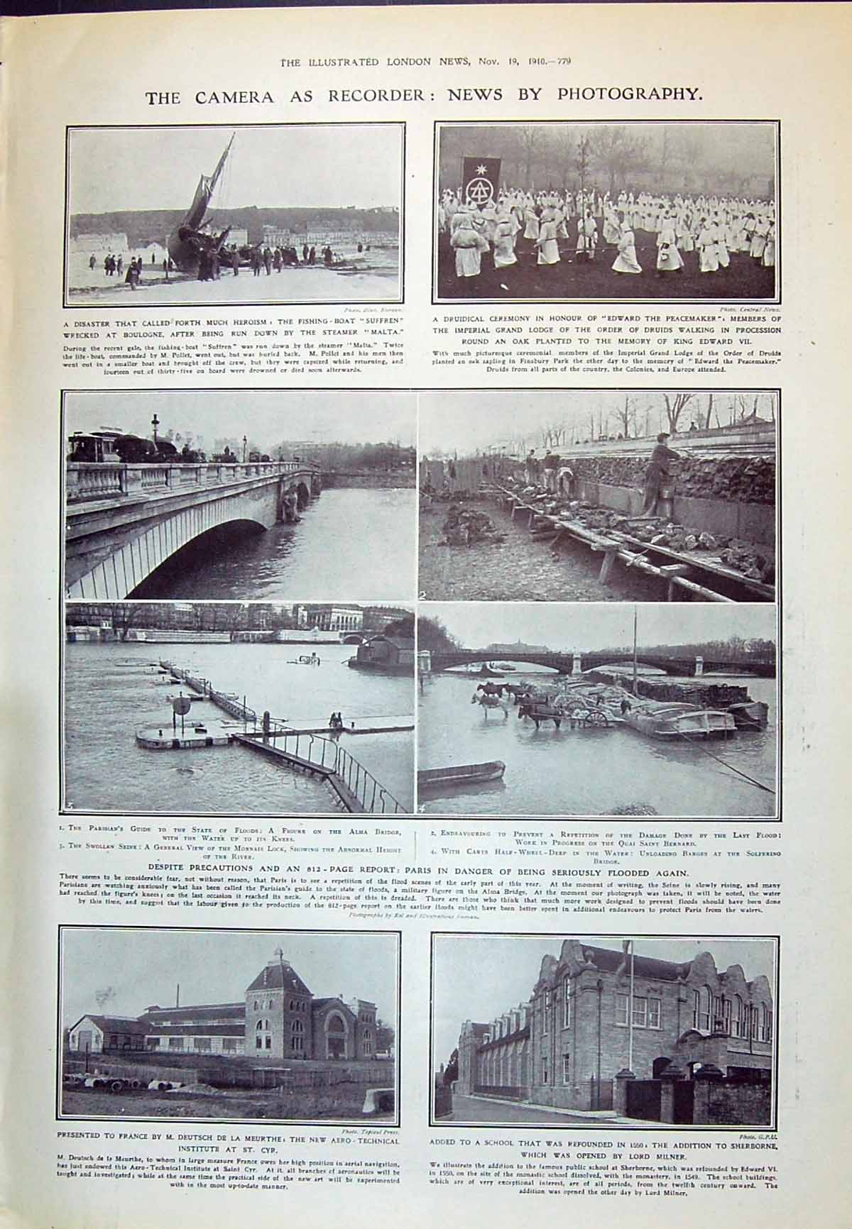 Old 1910 Fishing Boat Suffren Malta Paris Floods School Milner Rat-Ca 20th