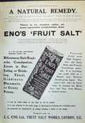 Old Print 1910 Advertisement Eno'S Fruit Salt Works London Natural Remedy 20th