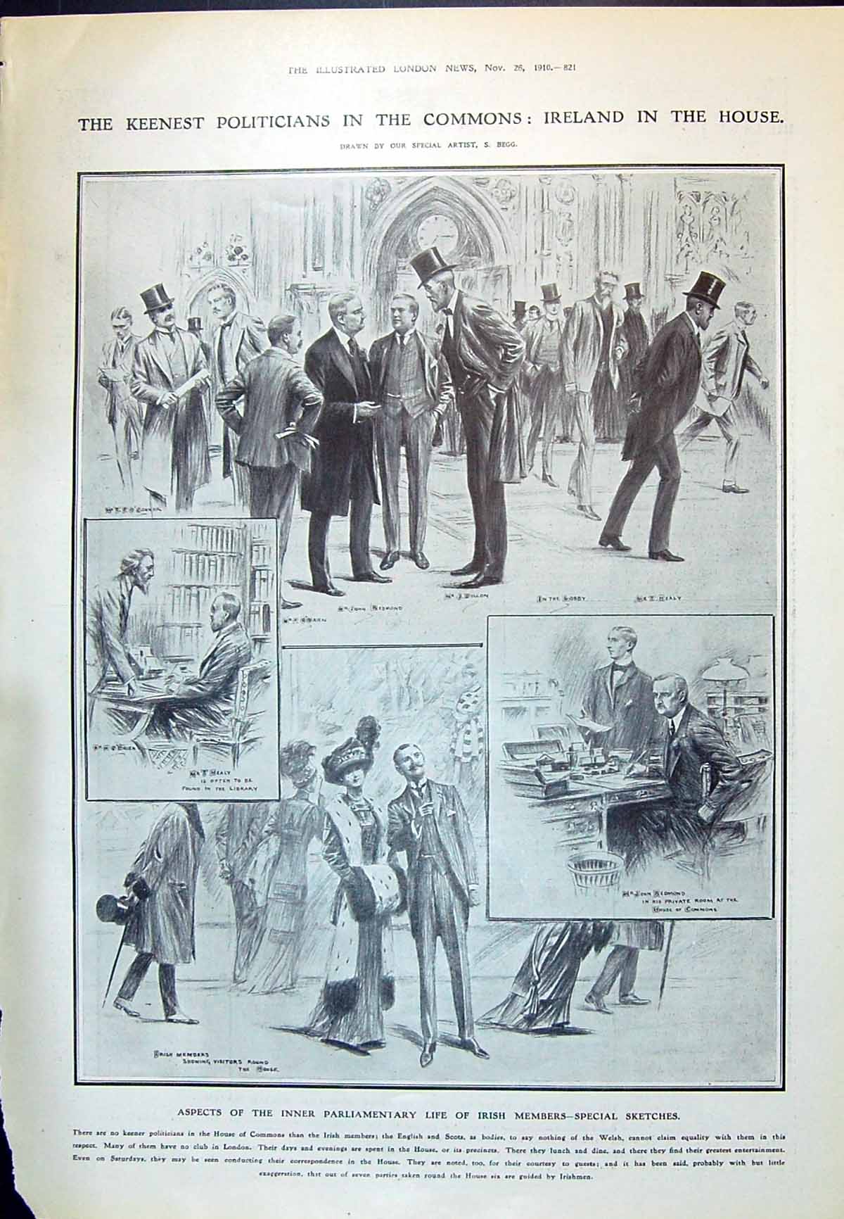 Old 1910 Ireland House Commons Healy Dillon Redmond O'Brien Joly Jagu 20th