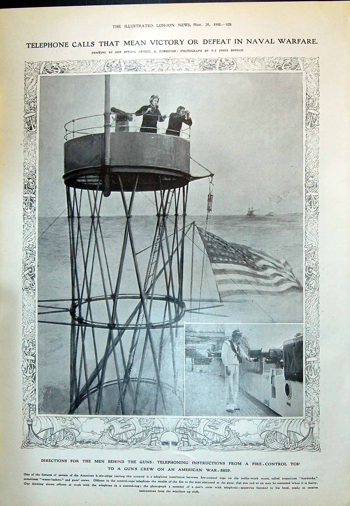 Old 1910 Telephone Installation Haystacks Navy War Fire-Control Pont 20th