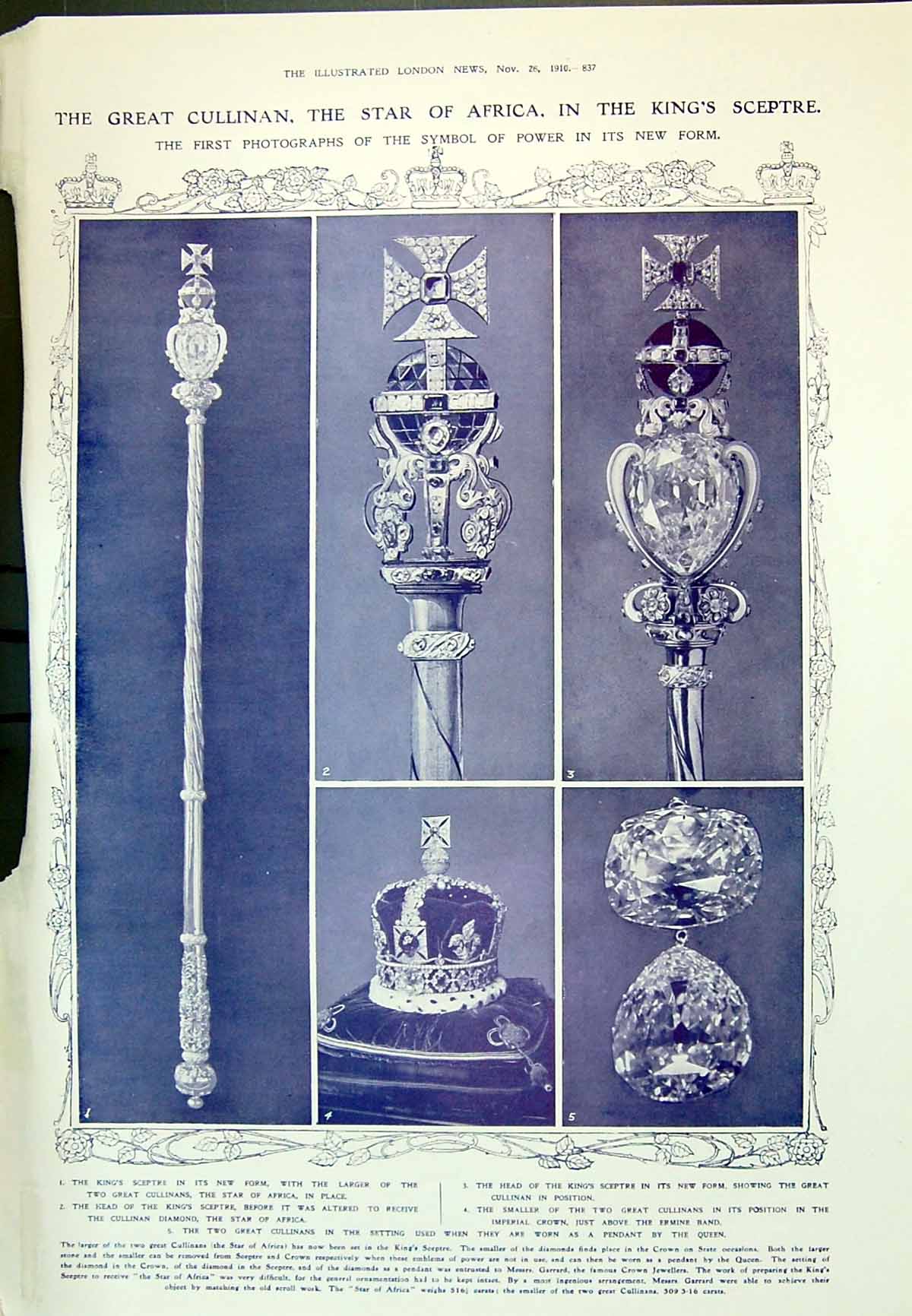 Old 1910 Star Africa King Sceptre Imperial Crown Mountains Russia Leo 20th