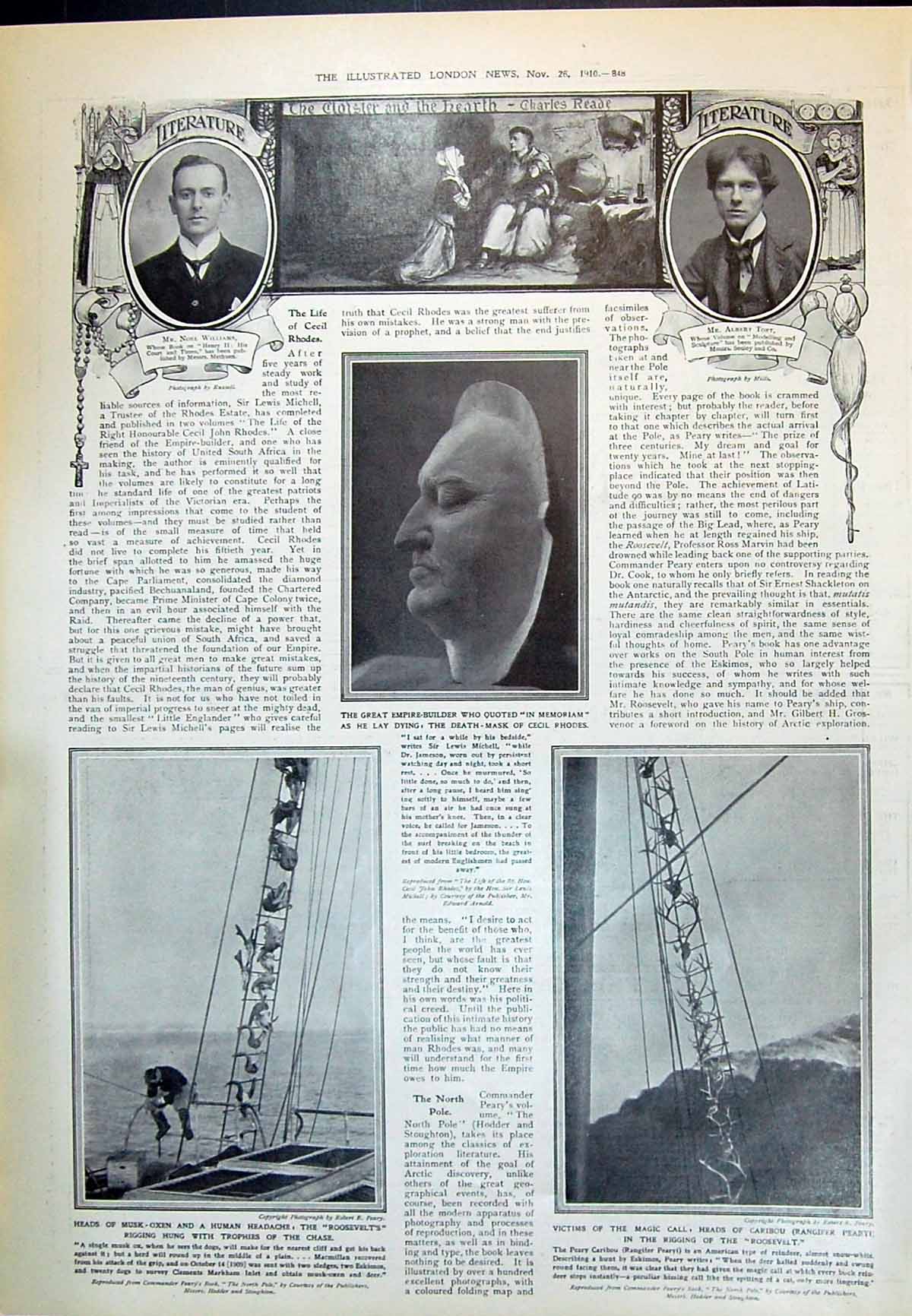 Old 1910 Death Mask Cecil Rhodes Roosevelt Rigging Ship Pears Annual 20th