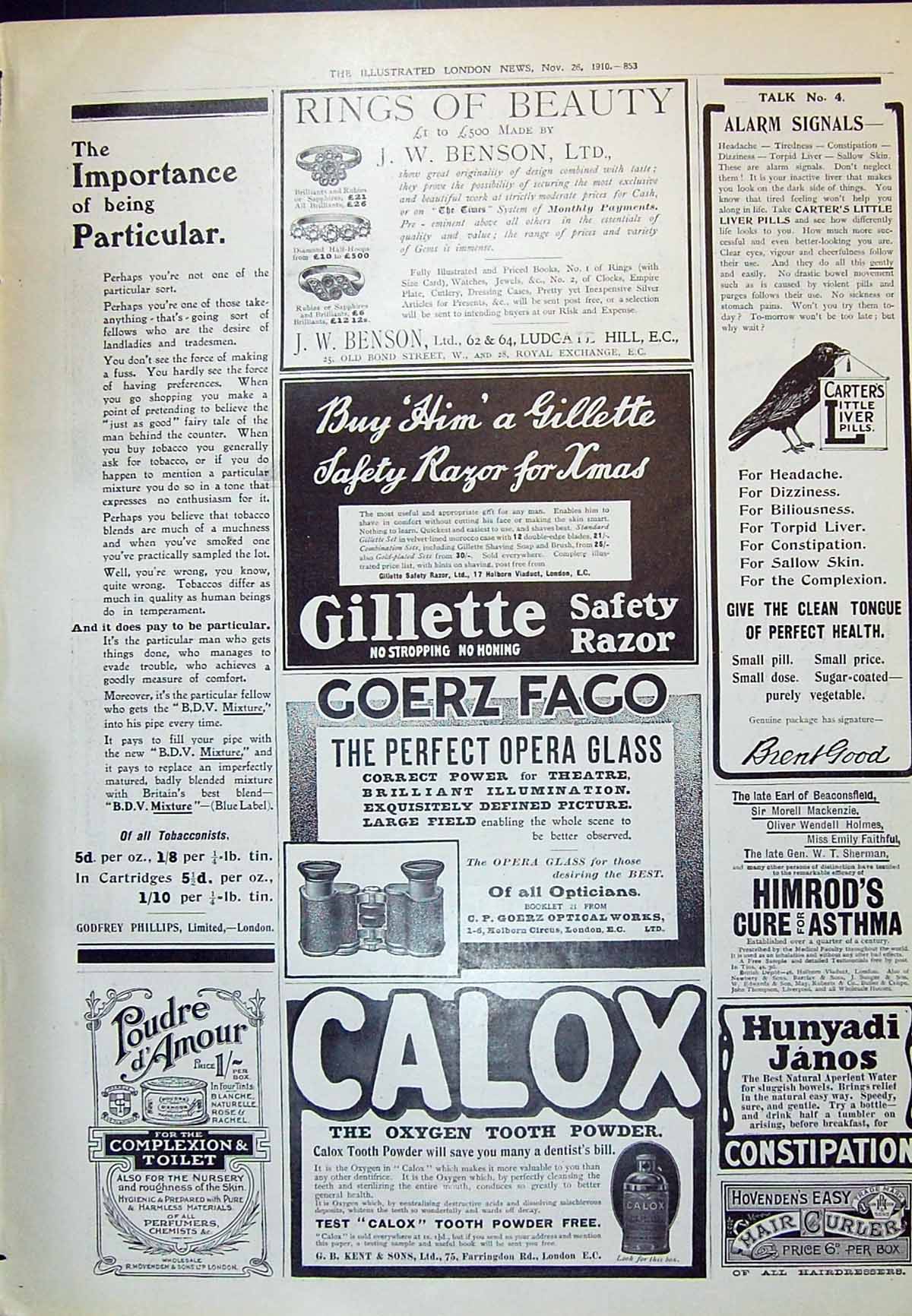 Old 1910 Gillette Safety Razor Calox Carters Liver Pills Benson Rings 20th