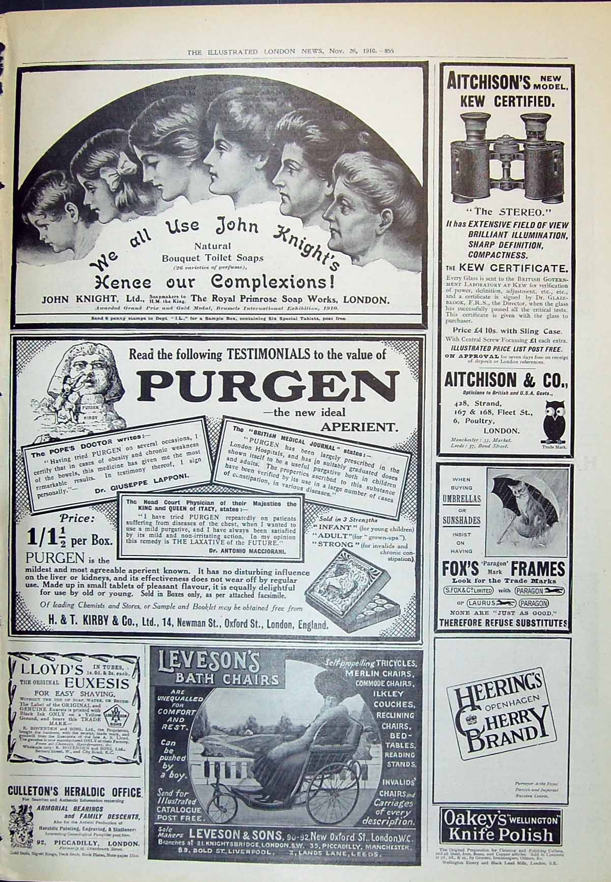 Antique Print 1910 John Knight Soap Purgen Kirby Leveson Bath Chairs Brandy
