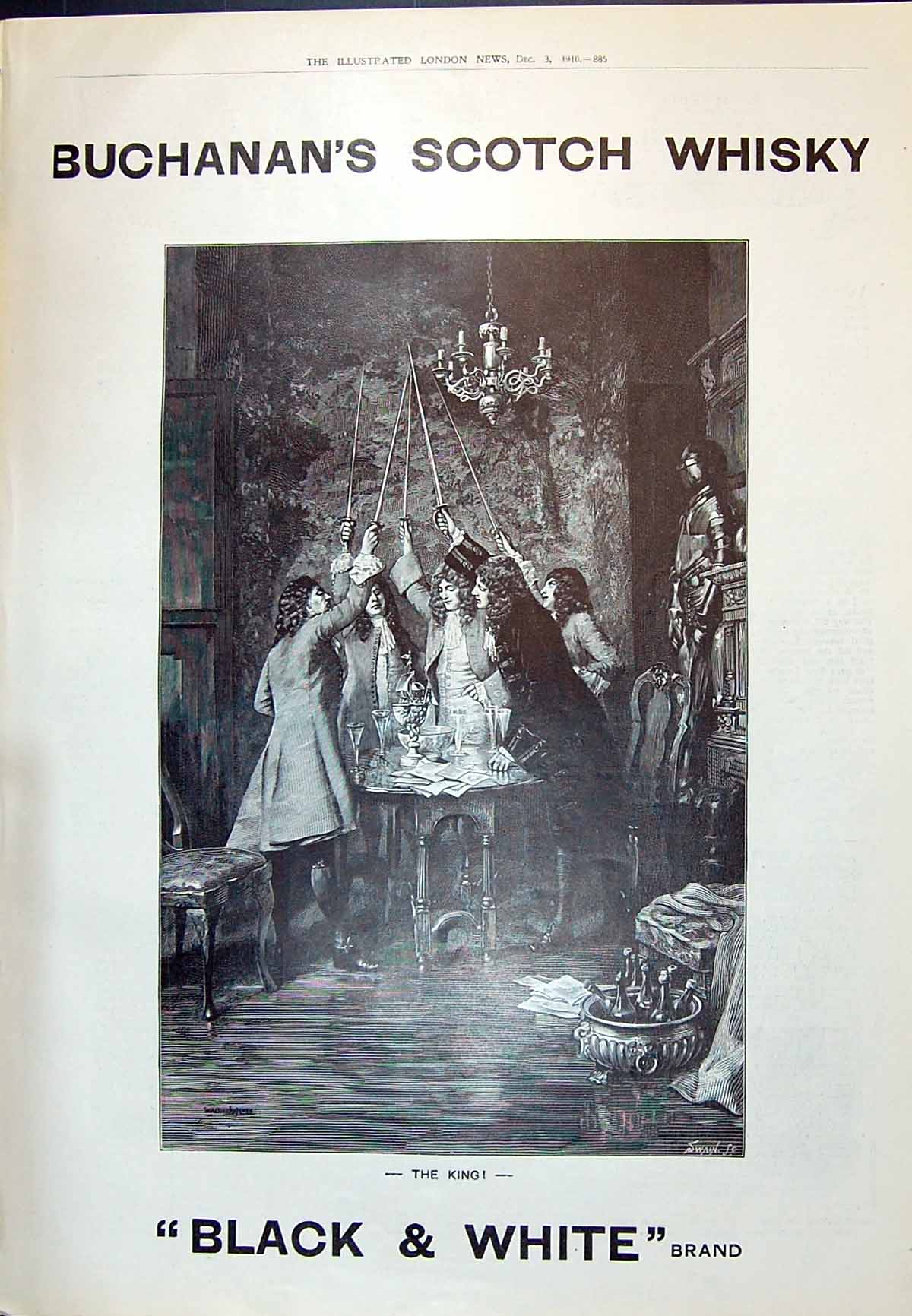 Old Antique Print 1910 Advertisement Buchanan'S Black White Scotch Whisky 20th