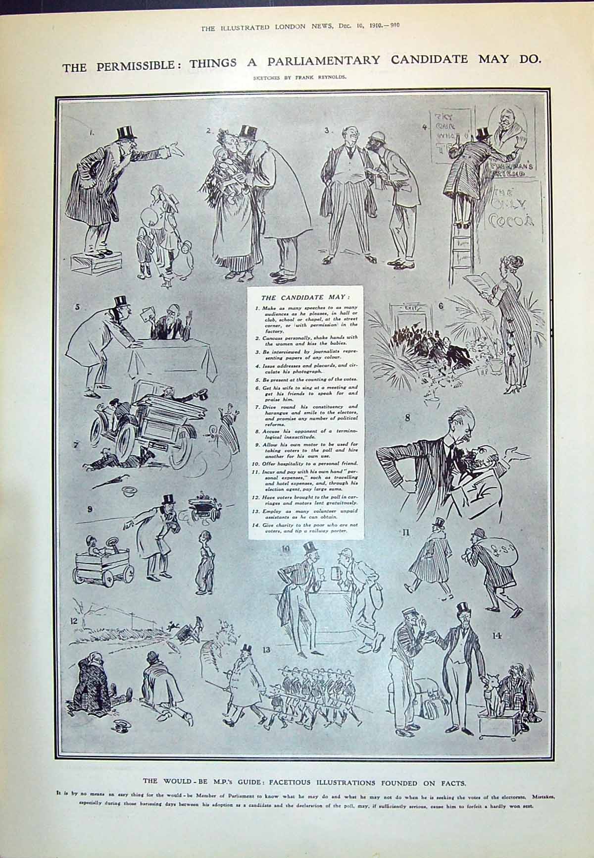 Old 1910 Facetious Illustration Parliament Aitken Russell Barlow Lamb 20th