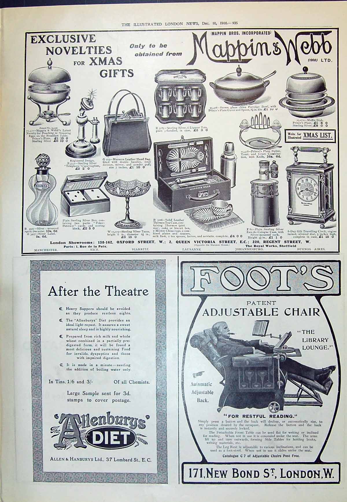 Old 1910 Mappin Webb Foot'S Adjustable Chair Allenbury Hanburys Food 20th