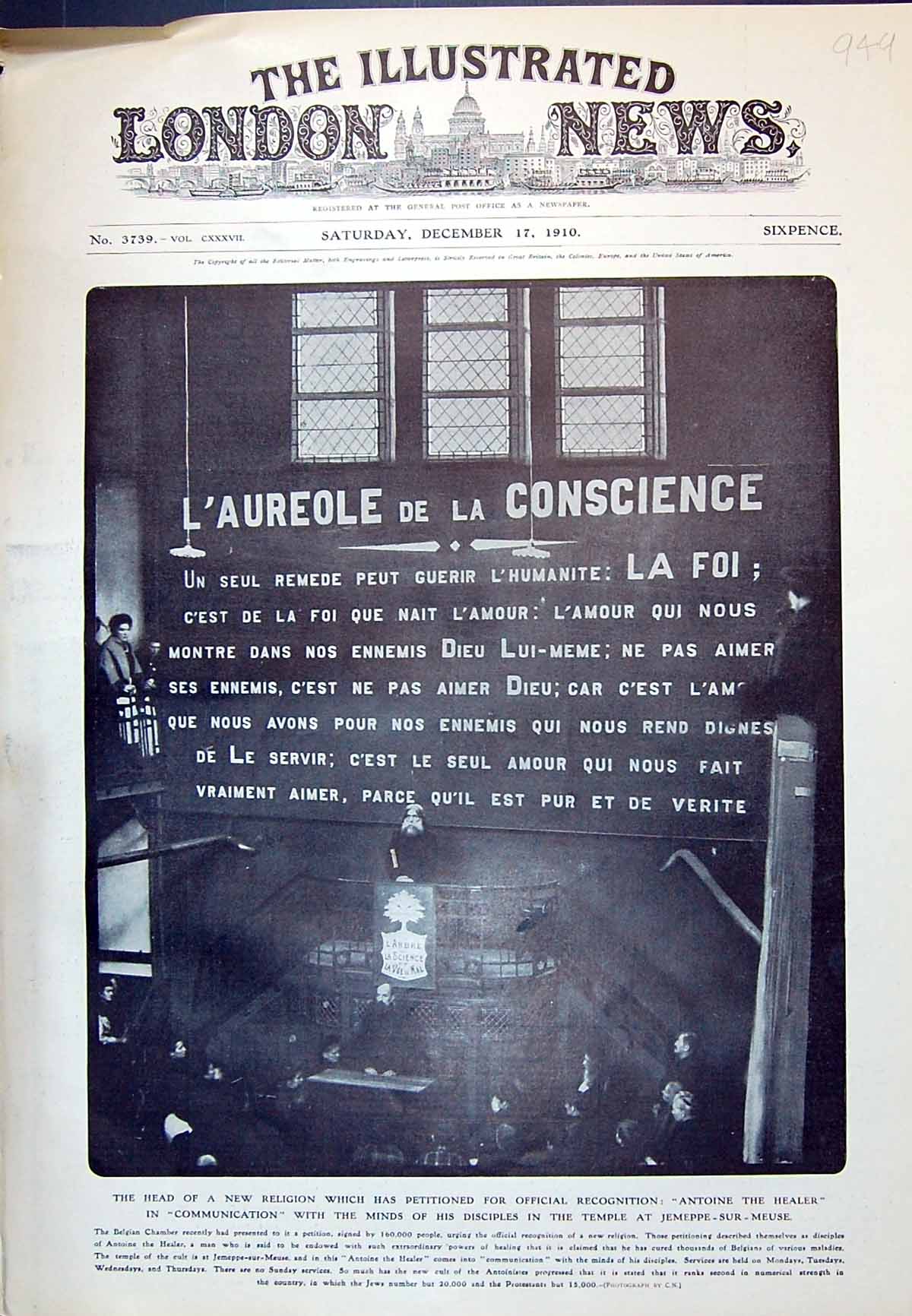Old 1910 Scene Head Religion Antoine Healer Temple Jemeppe-Sur-Meuse 20th