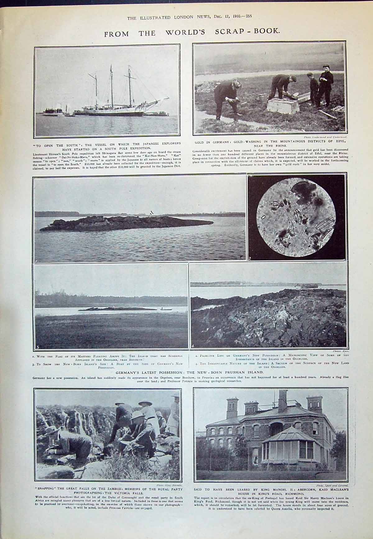 Antique Print 1910 Japanese Explorers Ship GMining Germant Cobras Wireless 20th